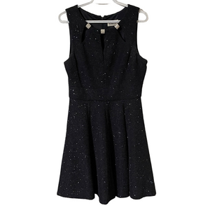 Eliza J Black Sparkle Dress With Rhinestone Neckline Detail Size 10